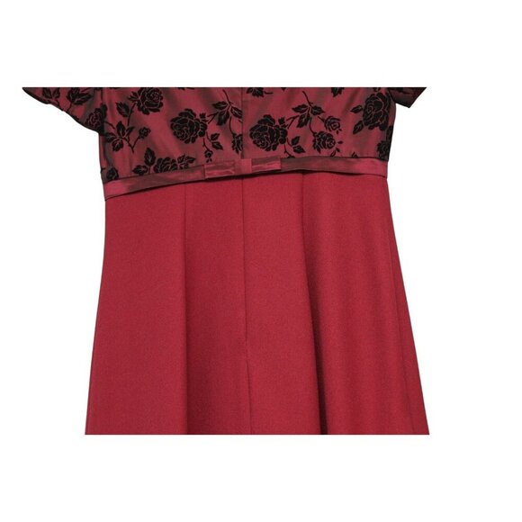 Vintage Empire Waist Gown 4 Petite Wedding Guest Formal Floral Velvet Whimsigoth - Picture 13 of 16